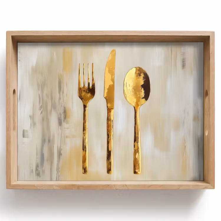 Plateau - Peinture - Or - Couverts — 1