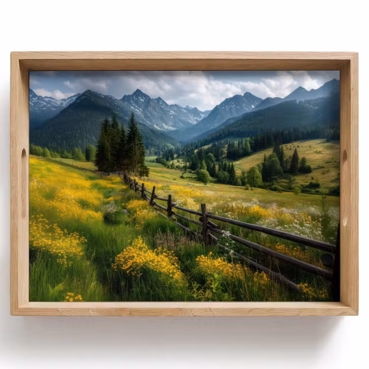 Plateau - Champ - Clôture - Montagnes - Fleurs — 1