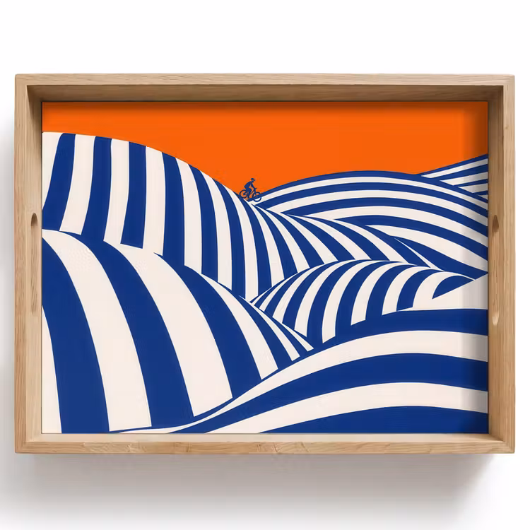 Plateau - Cycliste - Collines - Rayures - Bleu — 1