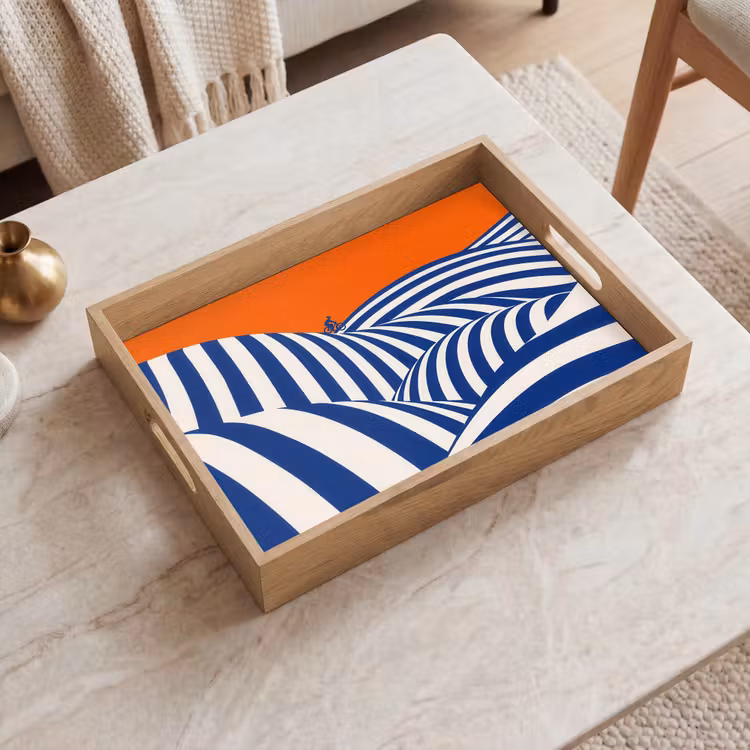 Plateau - Cycliste - Collines - Rayures - Bleu — 2