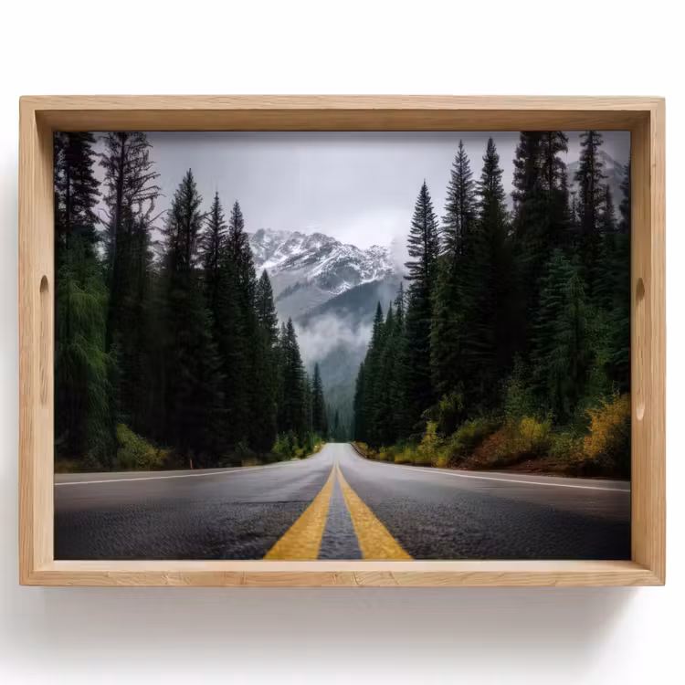 Plateau - Forêt d'épicéas - Route - Montagnes - Neige — 1