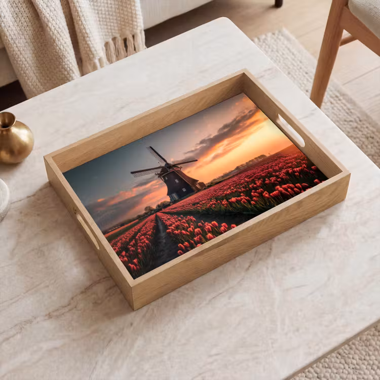 Plateau - Moulin - Coucher de soleil - Tulipes - Rouge — 2