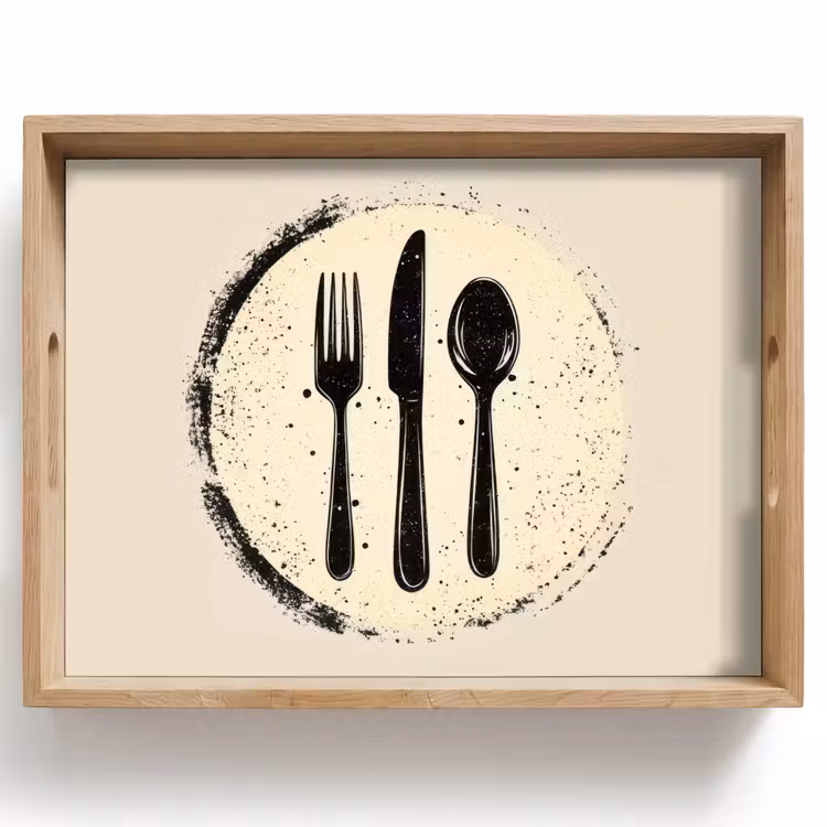 Plateau - Noir - Couverts - Rond — 1