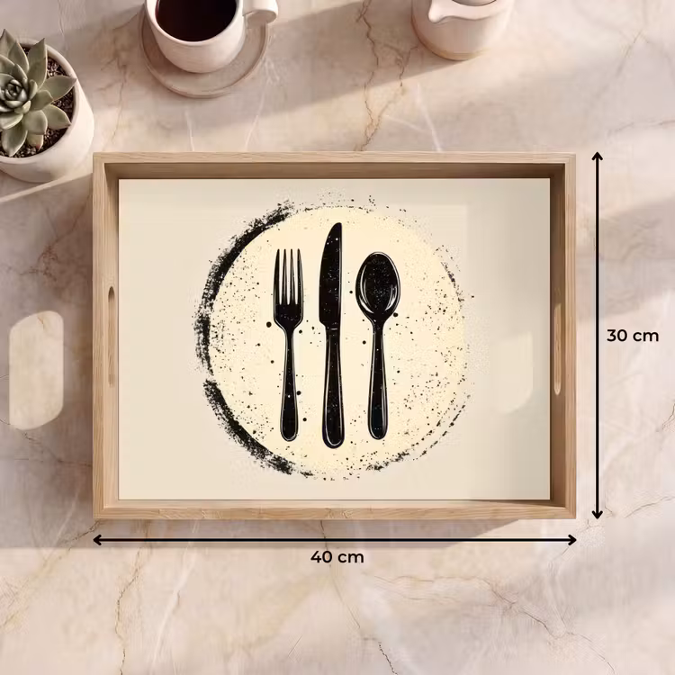 Plateau - Noir - Couverts - Rond — 7