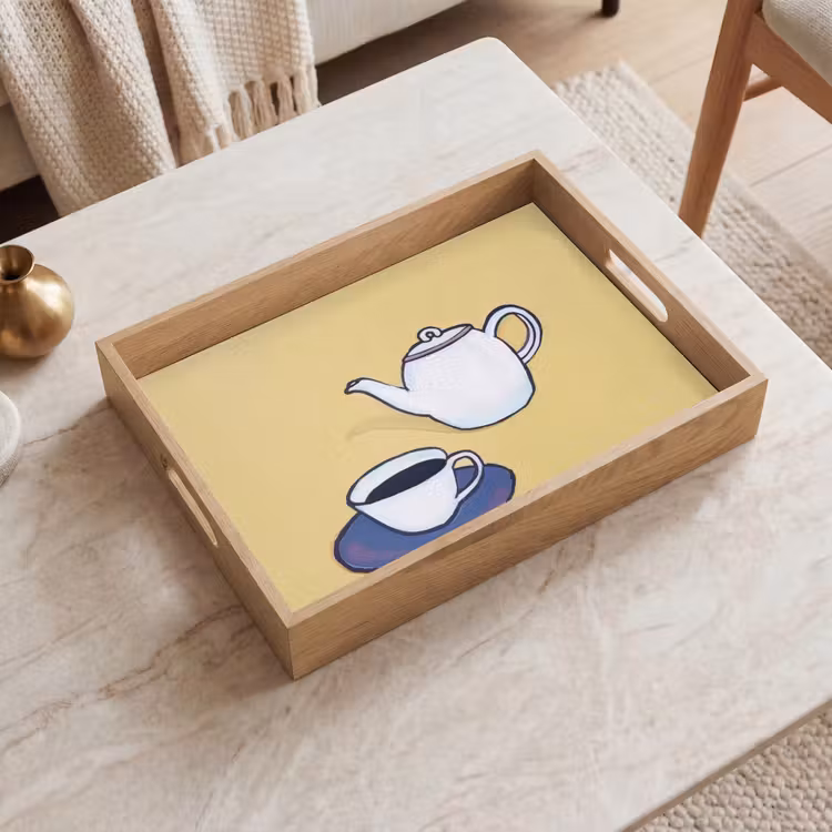 Plateau - Théière - Tasse - Beige - Illustration — 2
