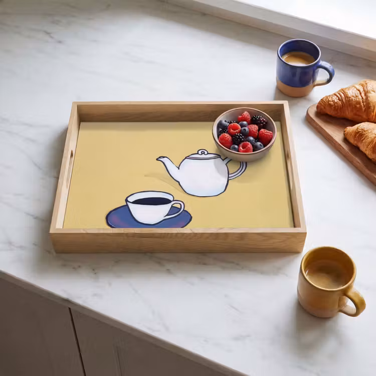 Plateau - Théière - Tasse - Beige - Illustration — 3
