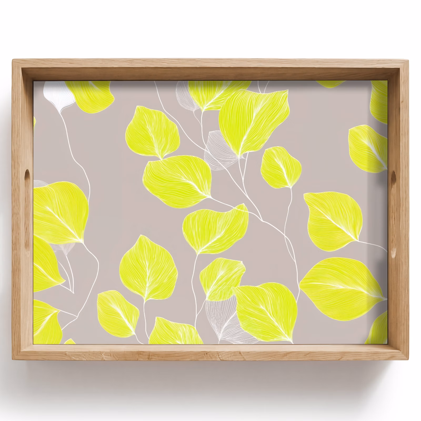 Plateau - Feuilles - Néon - Jaune - Lignes — 1
