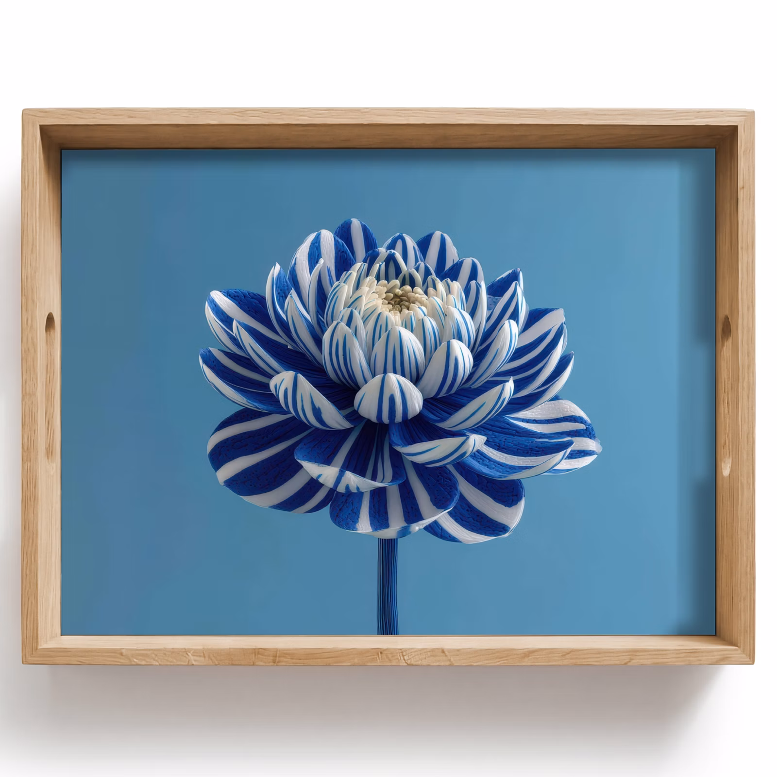 Plateau - Fleur - Bleu - Pétales - Rayures — 1