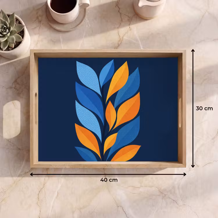 Plateau - Abstrait - Feuilles - Bleu — 7