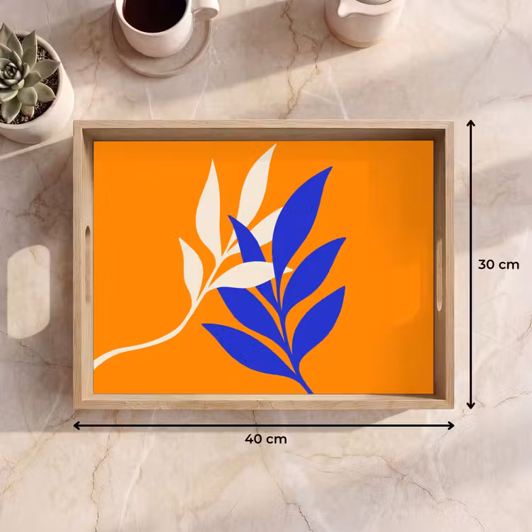 Plateau - Branches - Feuilles - Minimaliste - Bleu — 7