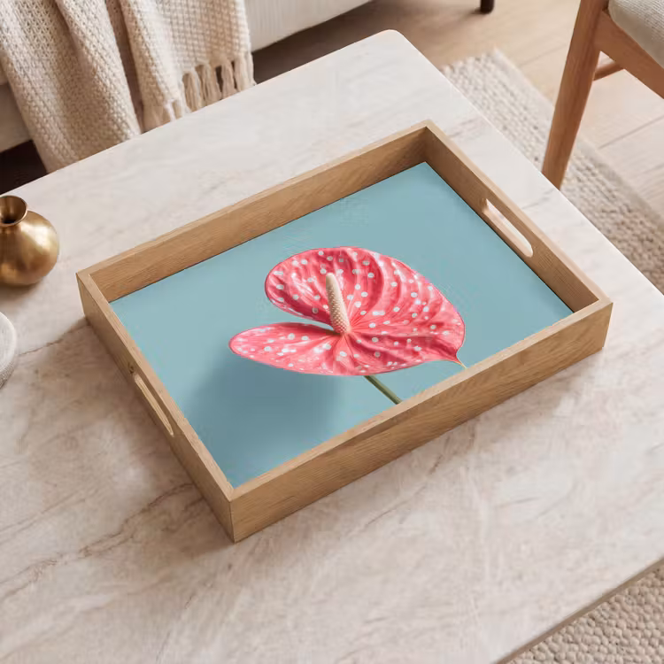 Plateau - Feuille - Anthurium - Points - Rose — 2