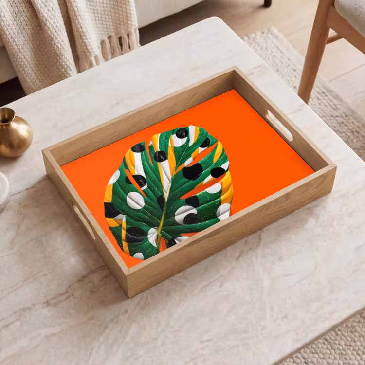 Plateau - Feuille - Orange - Points - Coloré — 2