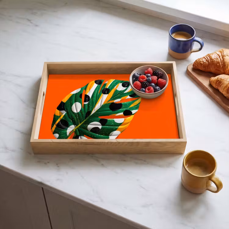 Plateau - Feuille - Orange - Points - Coloré — 3