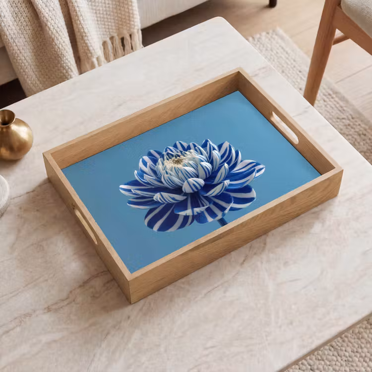 Plateau - Fleur - Bleu - Pétales - Rayures — 2