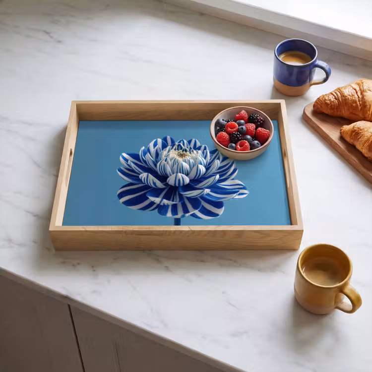 Plateau - Fleur - Bleu - Pétales - Rayures — 3