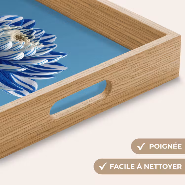 Plateau - Fleur - Bleu - Pétales - Rayures — 8