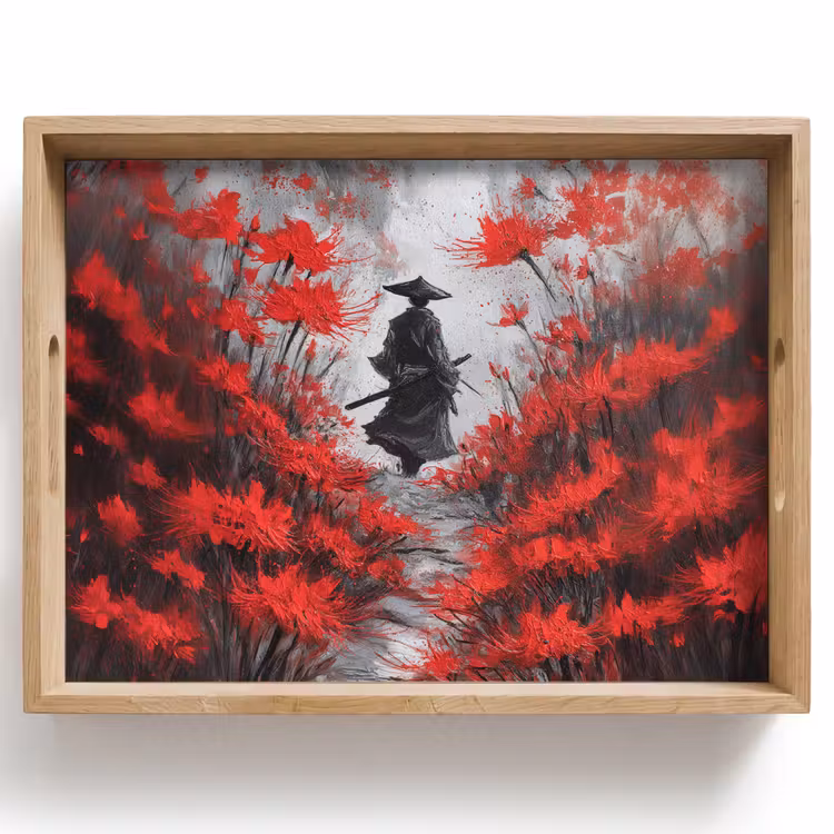 Plateau - Fleurs rouges - brumeux - Homme — 1