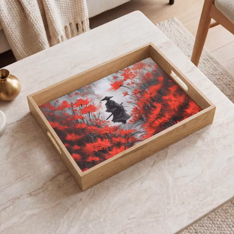 Plateau - Fleurs rouges - brumeux - Homme — 2