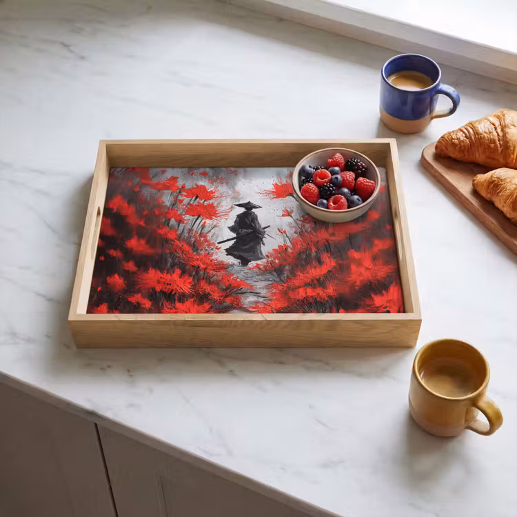 Plateau - Fleurs rouges - brumeux - Homme — 3