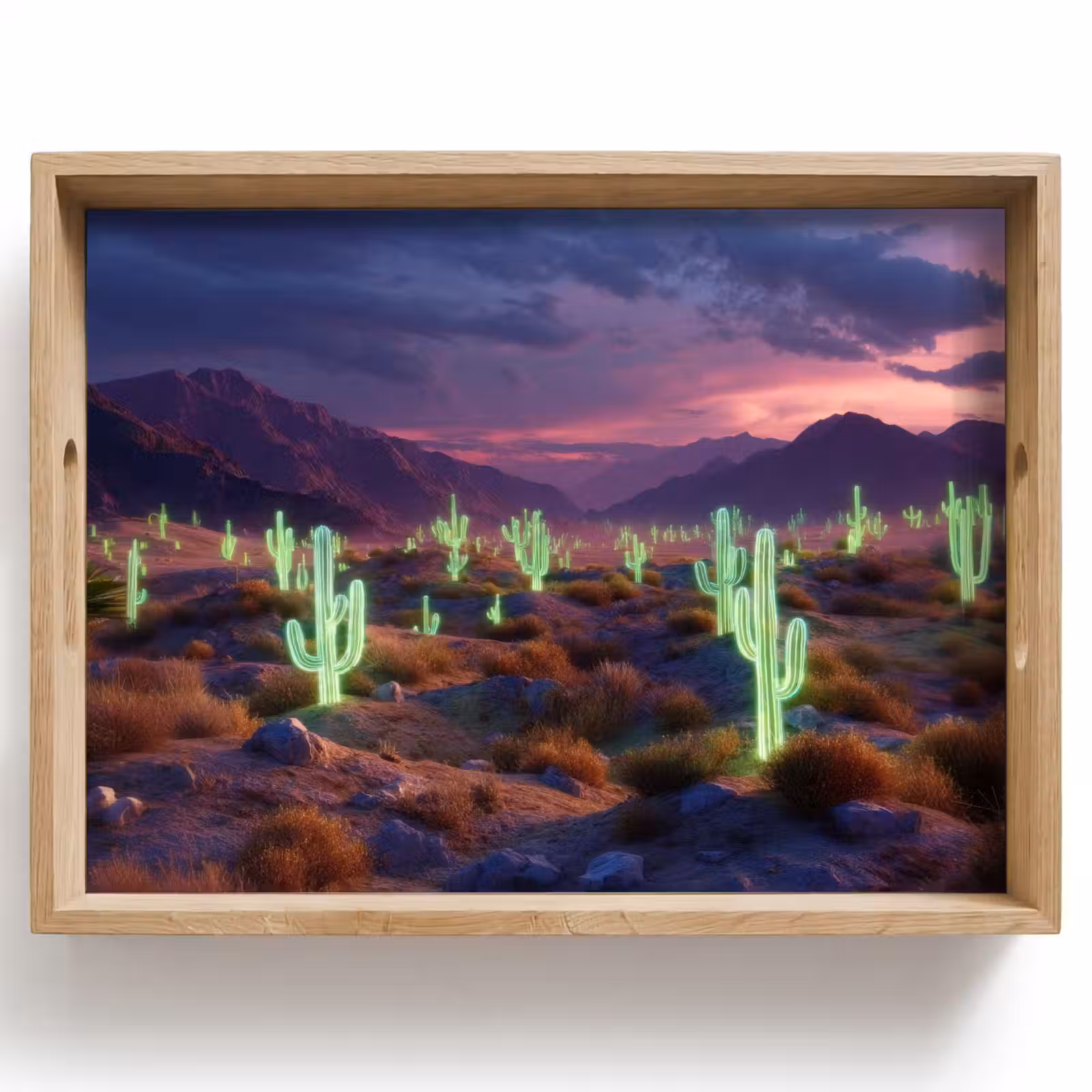 Plateau - Cactus néon - Désert - Coucher de soleil — 1