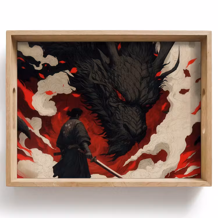 Plateau - Guerrier - Dragon - Noir - Rouge - Fumée — 1