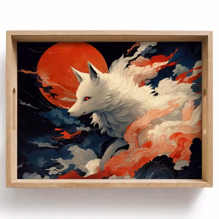 Plateau - Renard blanc - nuages - lune — 1