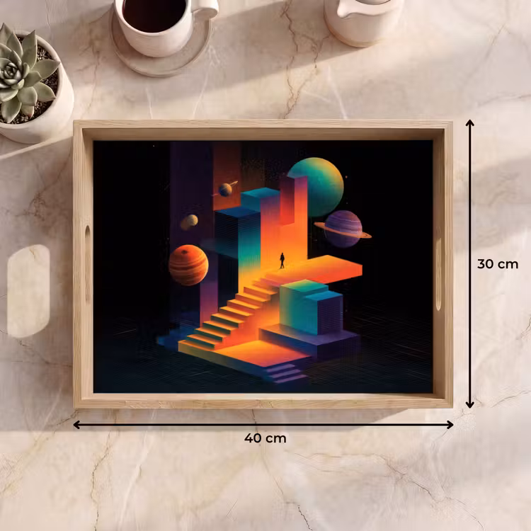 Plateau - Abstrait - Escalier - Homme - Planètes — 7