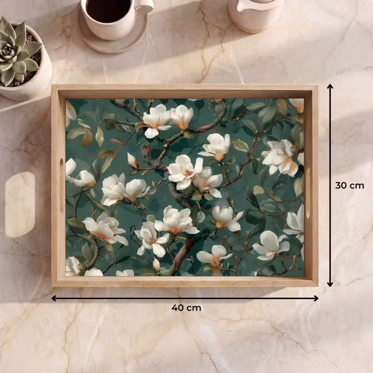 Plateau - Fleurs - Branches - Blanc - Classique — 7
