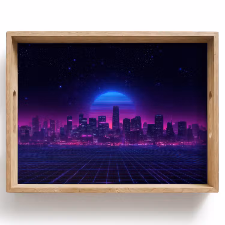 Plateau - Skyline - Sun - Neon - Grid pattern — 1
