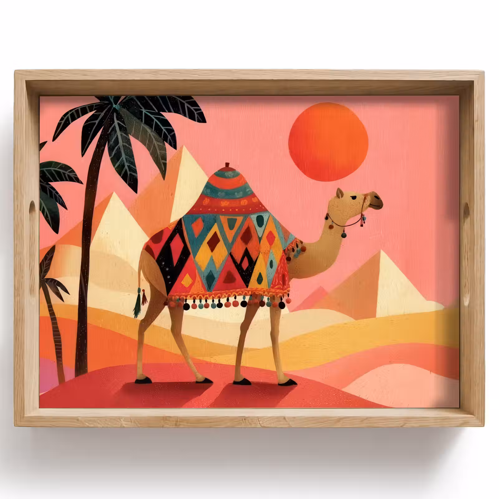Plateau - Chameau - Pyramides - Soleil rouge — 1