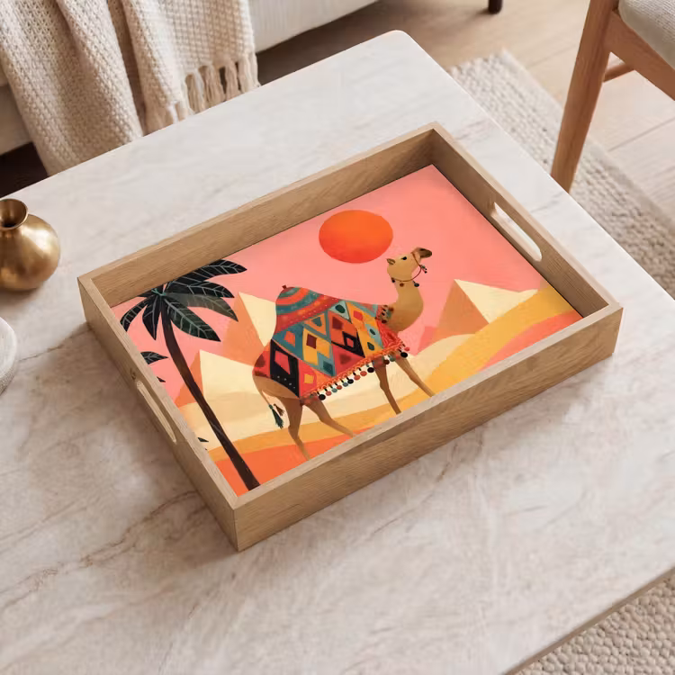 Plateau - Chameau - Pyramides - Soleil rouge — 2