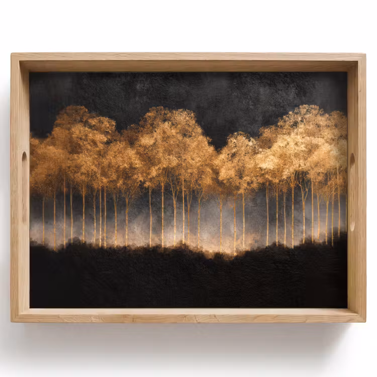 Plateau - Arbres dorés dans un paysage brumeux — 1