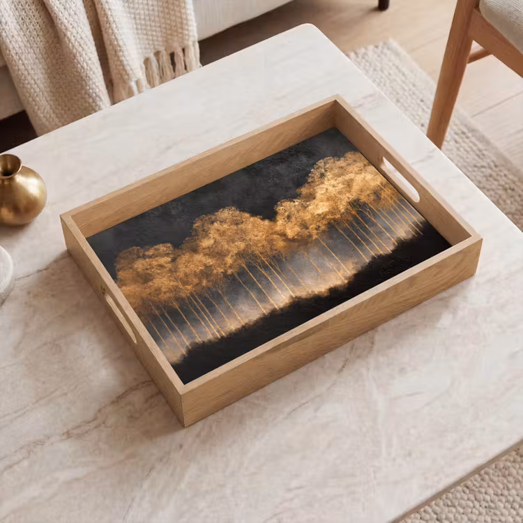 Plateau - Arbres dorés dans un paysage brumeux — 2