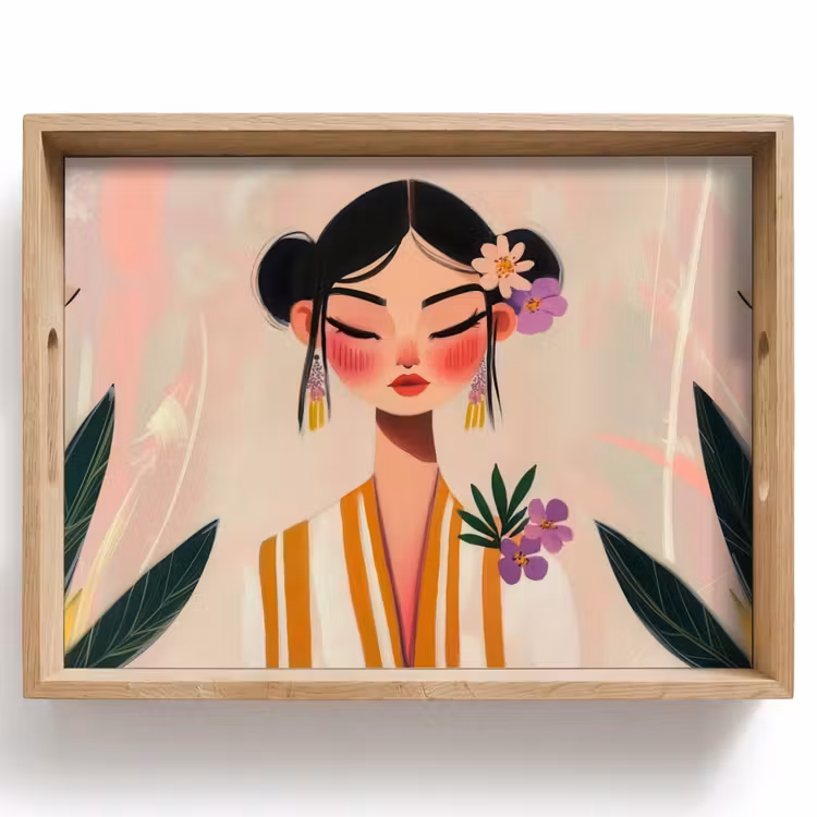 Plateau - Femme - Fleurs - Pastel — 1