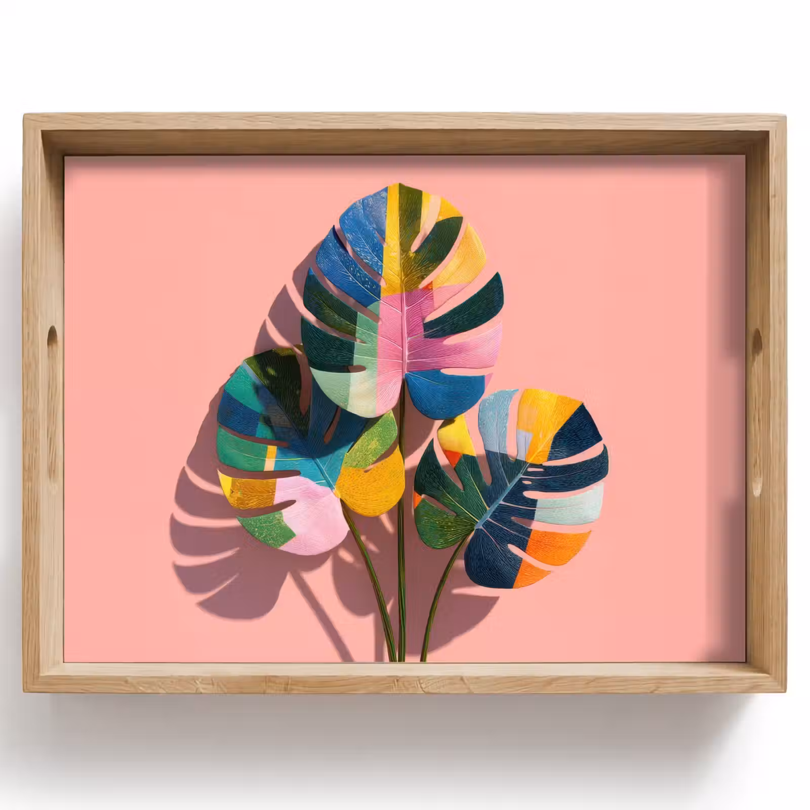 Plateau - Feuilles - peintes - colorées — 1
