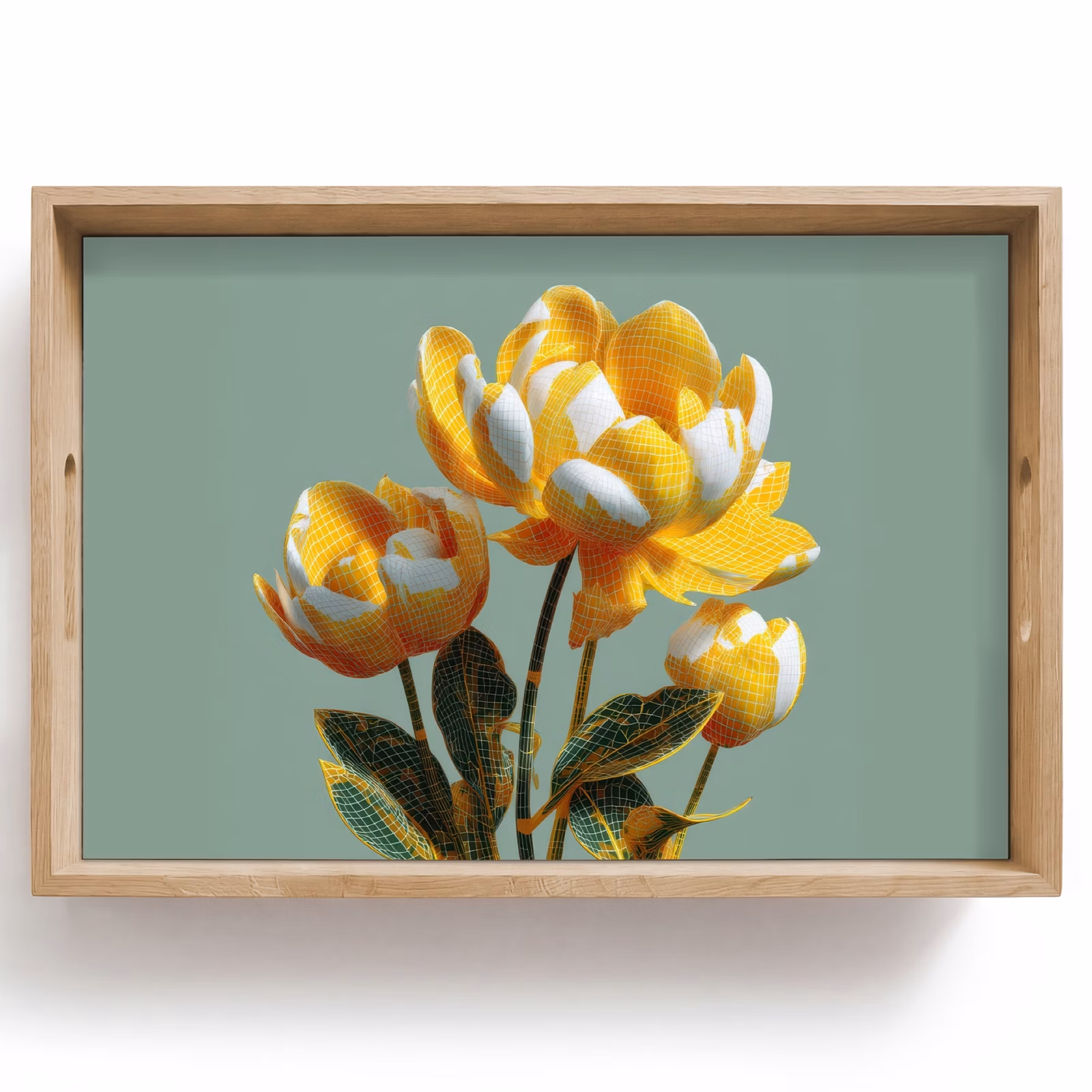 Plateau - Fleurs - Jaune - Feuilles - Structure — 1