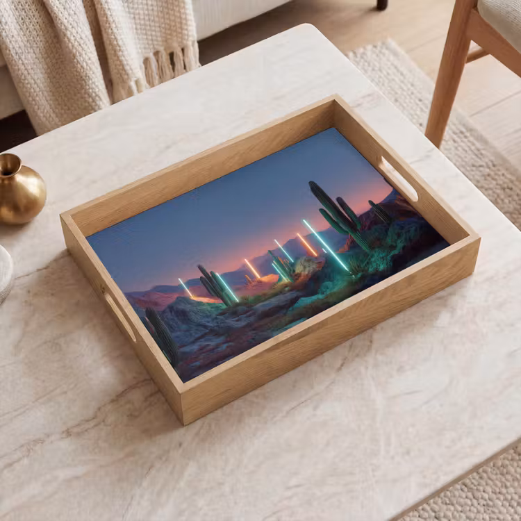 Plateau - Cactus - Piliers de lumière - Coucher de soleil — 2