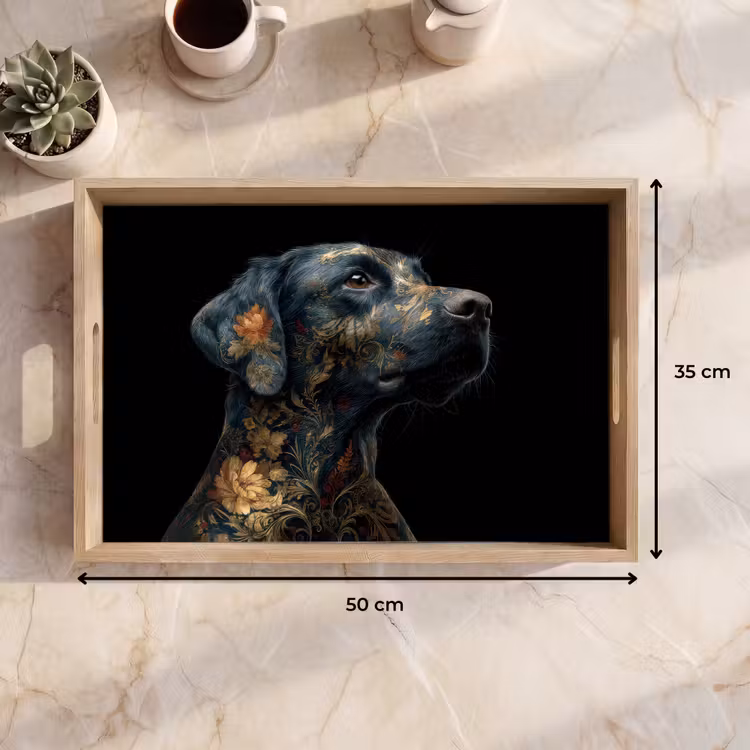 Plateau - Chien - Noir - Fleurs — 7