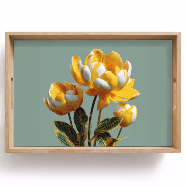Plateau - Fleurs - Jaune - Feuilles - Structure — 1