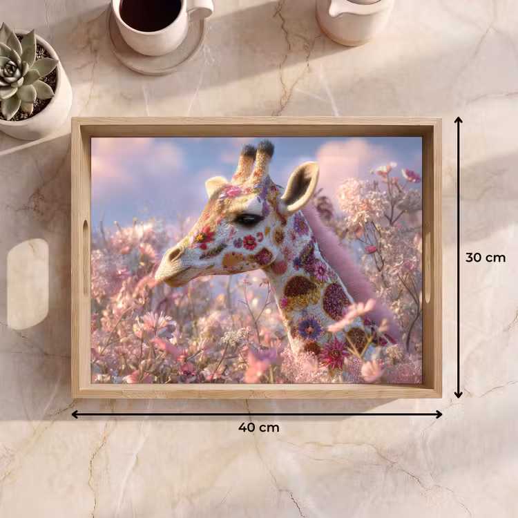 Plateau - Girafe - Fleurs - Rose — 7