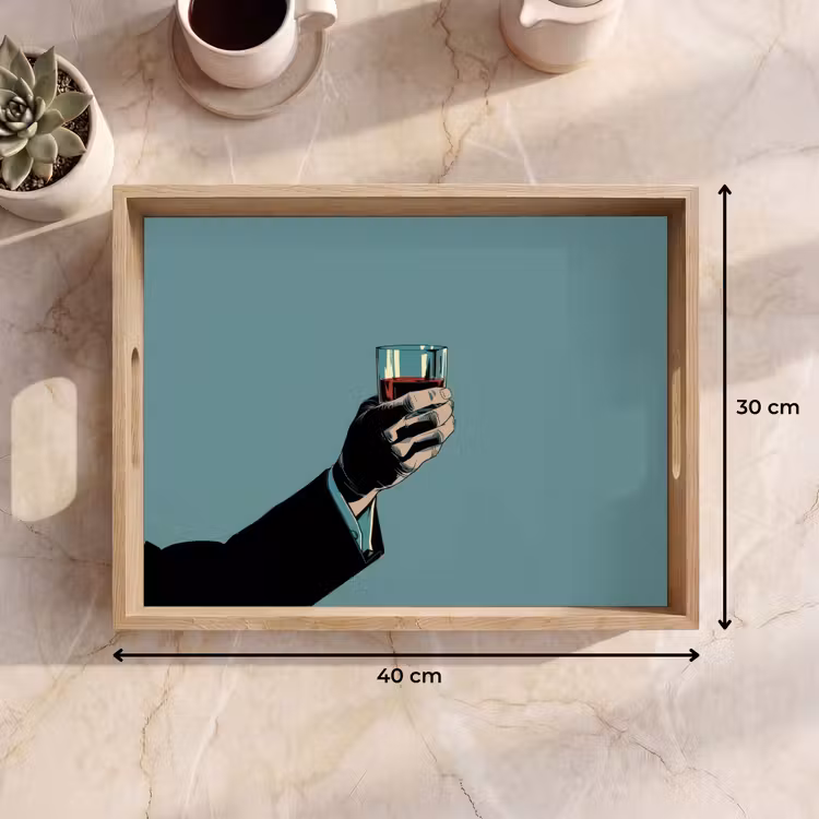 Plateau - Bras - Verre - Costume - Bleu — 7