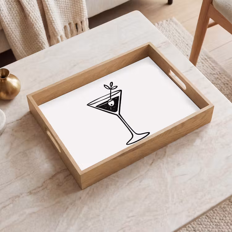 Plateau - Cocktail - Verre - Olive - Minimaliste — 2