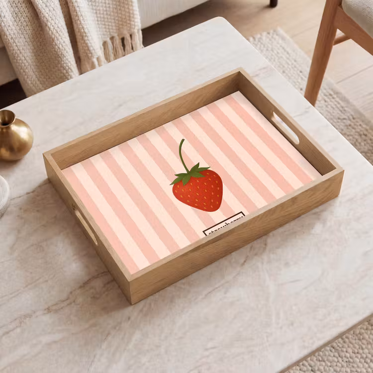 Plateau - Fraise - Rayures - Minimaliste - Rouge — 2