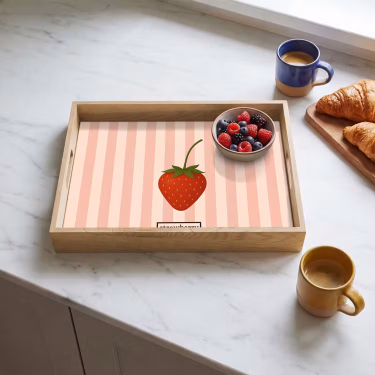 Plateau - Fraise - Rayures - Minimaliste - Rouge — 3