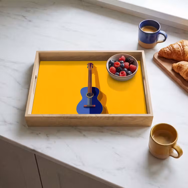 Plateau - Guitare - Acoustique - Minimaliste - Jaune — 3