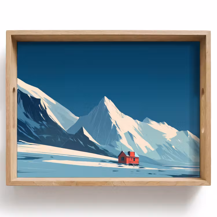 Plateau - Maison - Paysage de montagne - Neige — 1
