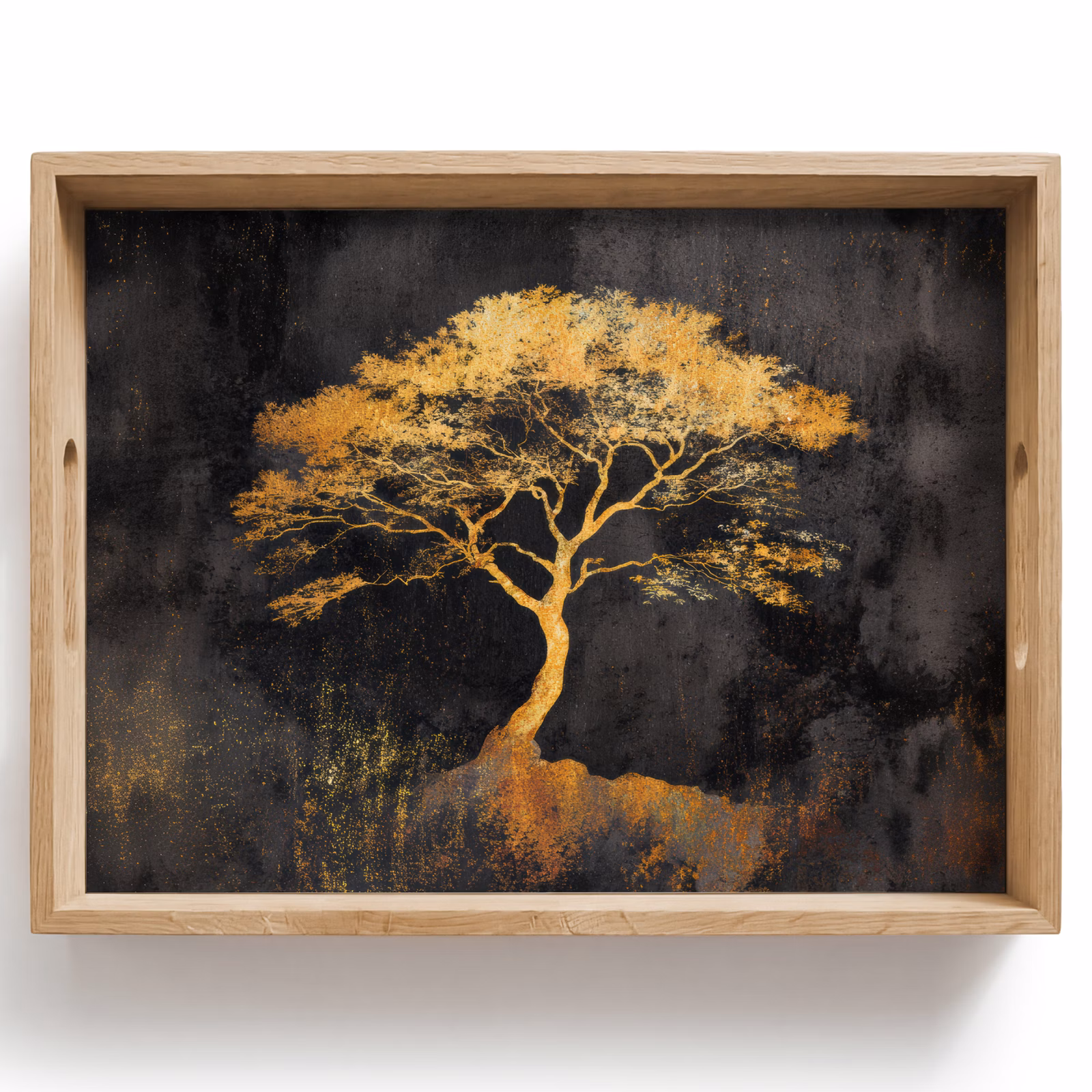 Plateau - Arbre - Peinture - Or - Abstrait — 1