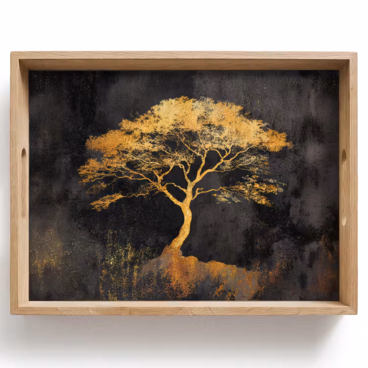 Plateau - Arbre - Peinture - Or - Abstrait — 1
