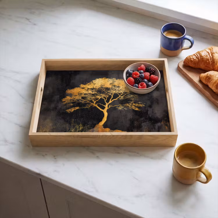Plateau - Arbre - Peinture - Or - Abstrait — 3