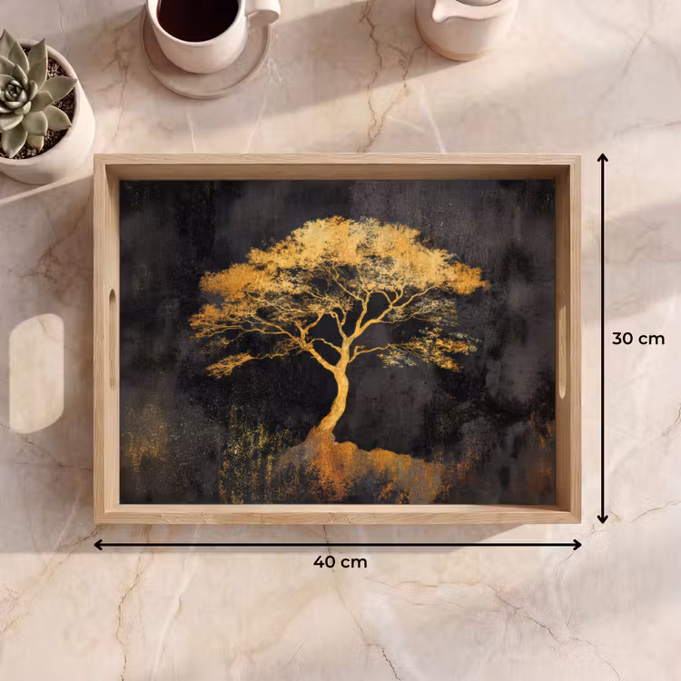 Plateau - Arbre - Peinture - Or - Abstrait — 7